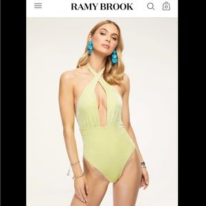 Green Ramy Brook Glitter Cross One Piece